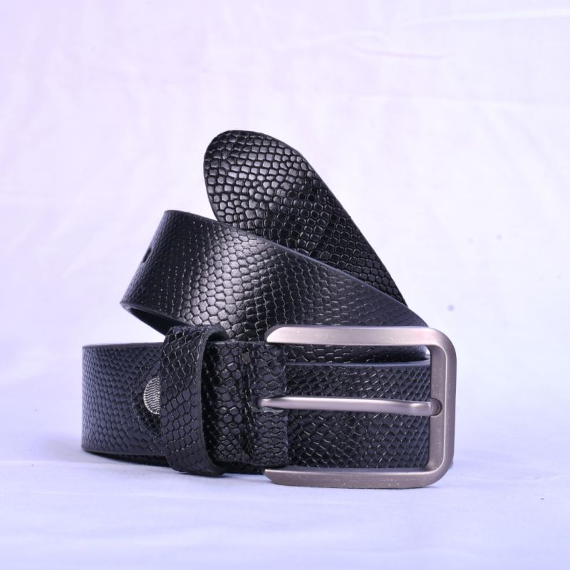 Ascend Snake Luxe Glossy Full-Grain Genuine Leather Belt for Men & Boys GunMetal Black - Image 2