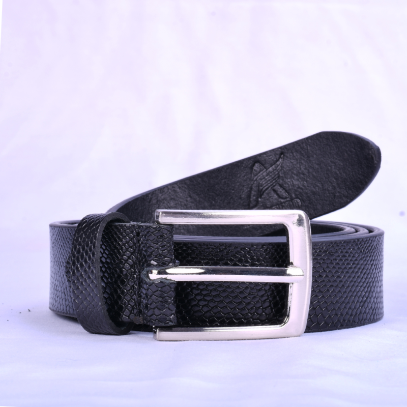 Ascend Snake Luxe Glossy Full-Grain Genuine Leather Belt for Men & Boys Nickel Black - Image 2