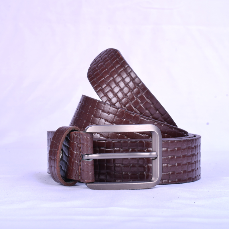 Ascend Matt Mesh Elite Glossy Full-Grain Genuine Leather Belt for Men & Boys GunMetal Brown - Image 2