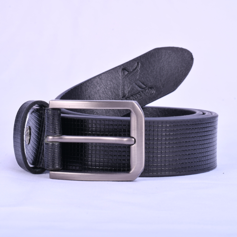 Ascend Box Signature Glossy Full-Grain Genuine Leather Belt for Men & Boys Gun Metal Black - Image 2