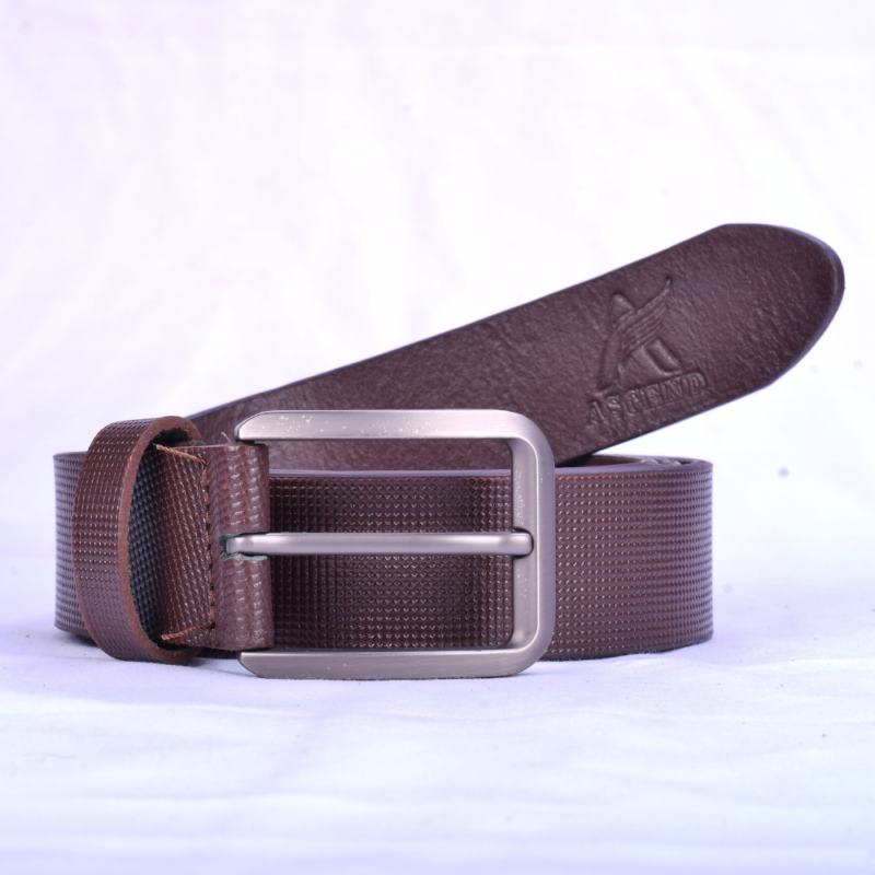 Ascend Dot Exclusive Glossy Full-Grain Genuine Leather Belt for Men & Boys GunMetal Brown - Image 2