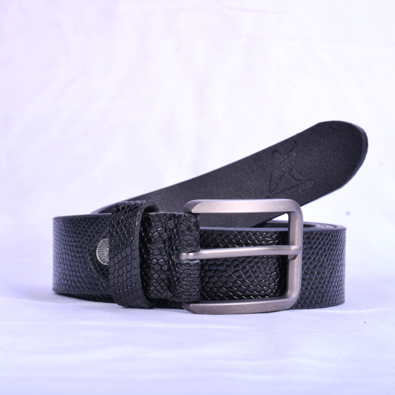 Ascend Snake Luxe Glossy Full-Grain Genuine Leather Belt for Men & Boys GunMetal Black - Image 4