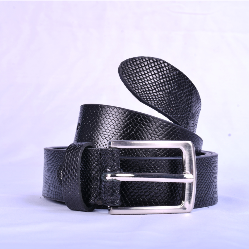 Ascend Snake Luxe Glossy Full-Grain Genuine Leather Belt for Men & Boys Nickel Black - Image 3