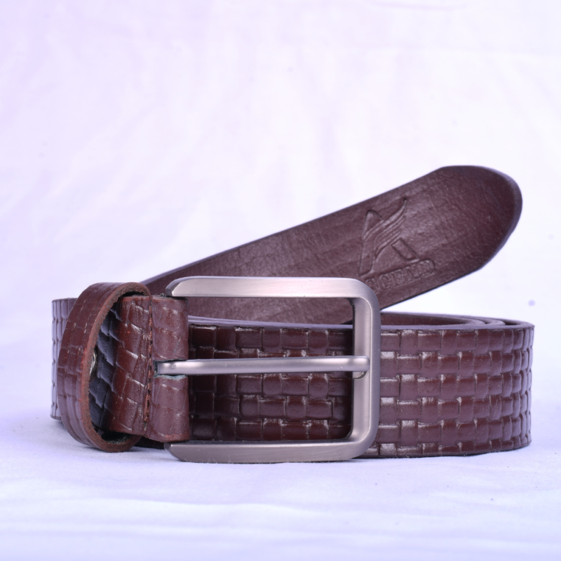 Ascend Matt Mesh Elite Glossy Full-Grain Genuine Leather Belt for Men & Boys GunMetal Brown - Image 3