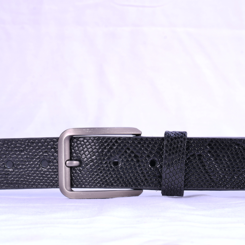 Ascend Snake Luxe Glossy Full-Grain Genuine Leather Belt for Men & Boys GunMetal Black - Image 3