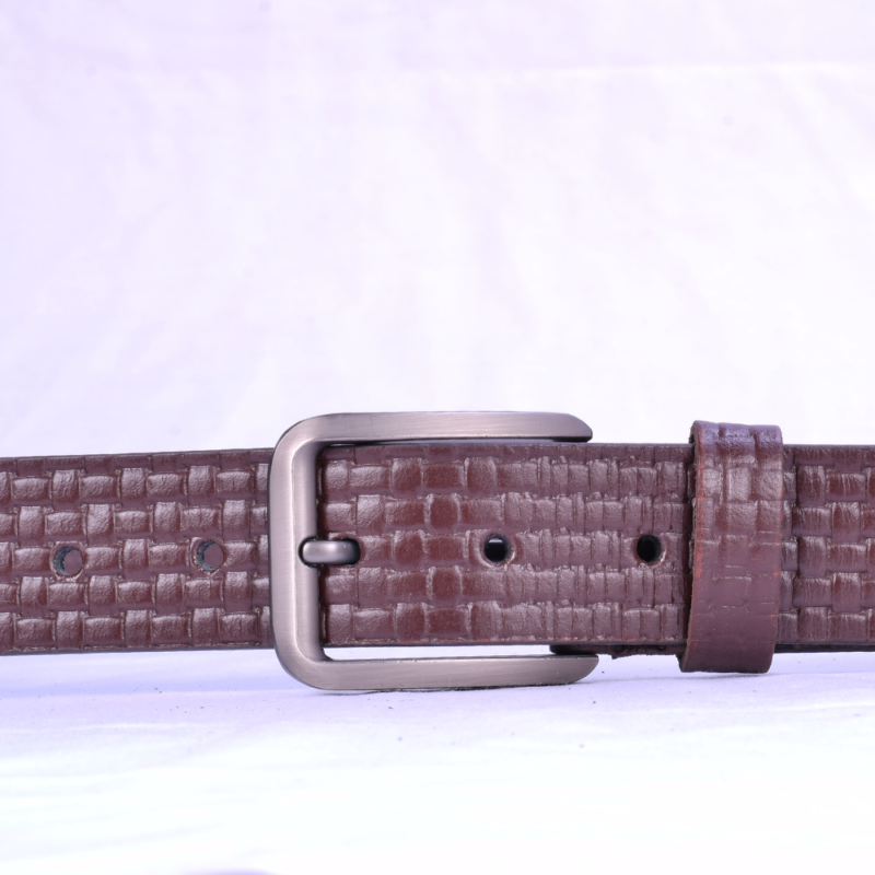 Ascend Matt Mesh Elite Glossy Full-Grain Genuine Leather Belt for Men & Boys GunMetal Brown - Image 4